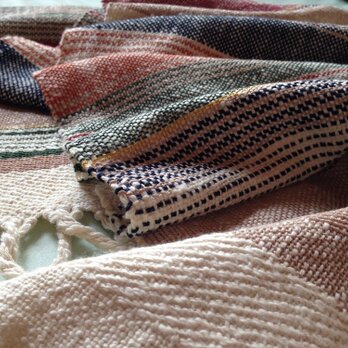 手織り　リトアニアウール　ブルーグラデーションの画像
