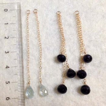 【T様注文品】アクアマリン、ブラックスピネルピアスチャーム