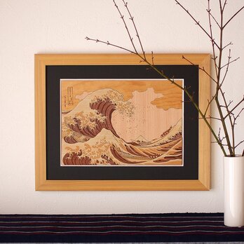 木はり絵「神奈川沖浪裏」の画像