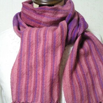 【特別価格！！】ピンク紫のあったか手織りストールの画像