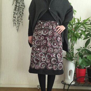 イタリー製 モヘアコード刺繍生地Aラインスカートの画像