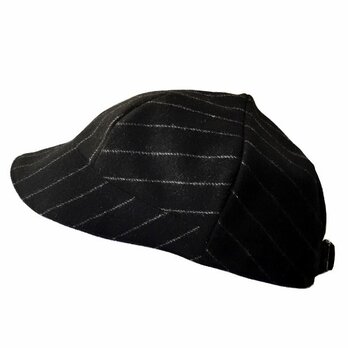 Lokacap-wool pinstripe black