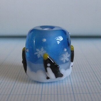 とんぼ玉 ペンギン（凸）