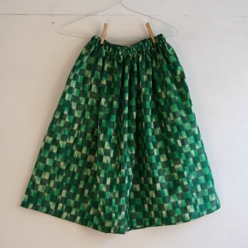 緑市松　ギャザースカート　Ｆサイズ2の画像