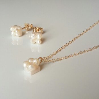 送料無料 凸凹petit pearl/pierce&necklace/14kgf