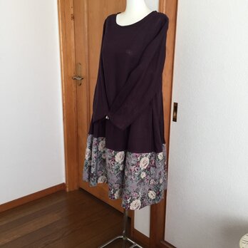裾yuwaハーフリネンタックフレアーワンピース紫の画像