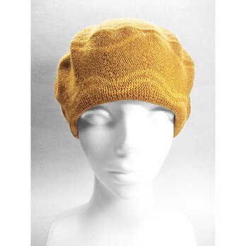 Sサイズ・ベレー帽（フラワーなライン）（オレンジ色）の画像