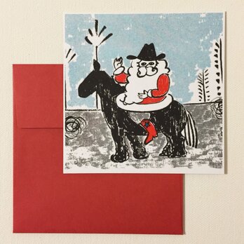 封筒付きカード　カウボーイサンタ　2セットの画像