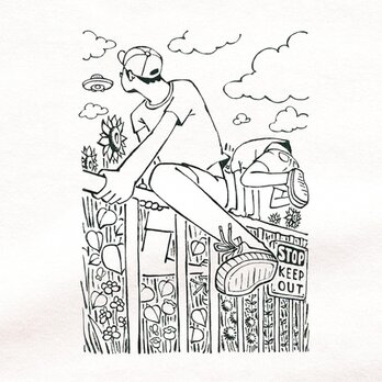 半袖Tシャツ『立入禁止の向こう』メンズ レディース ホワイト UFO