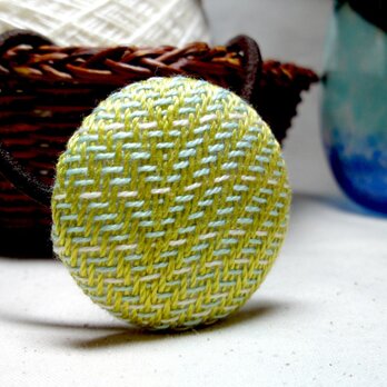手織り布 ヘアゴム 黄緑×ミントグリーン×白の画像