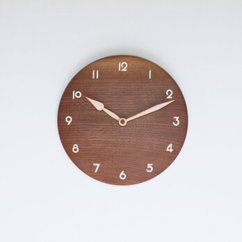 木製 掛け時計 丸型 ウォールナット材25の画像