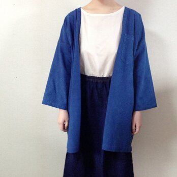 藍染めの上着　春の羽織りコート　刺し子の画像