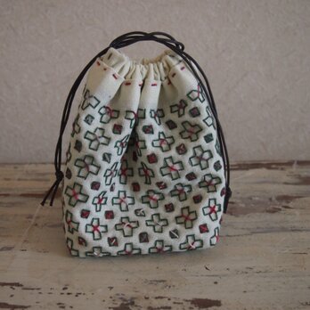 刺し子巾着【変わり十字花刺し】