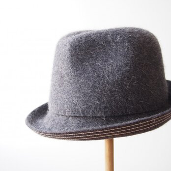 Stitched Soft Hat - grey × whiteの画像