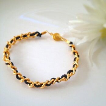 【bracelet】 Black × Goldの画像