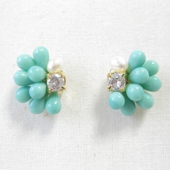 ジルコニア×パール×チェコポストピアス No.480