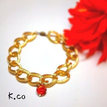 【bracelet】 Red × Goldの画像