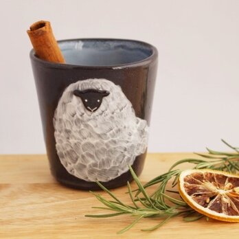 湯気から羊コップ(黒)