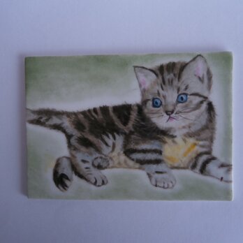 猫の陶板２の画像