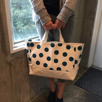 ドット柄  帆布Tote Bag  　Medium