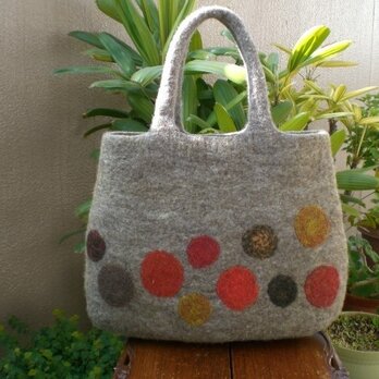 「maru様・特別ご注文品」ナチュラルメリノ(ブラウン系)のトート(秋色ドット)
