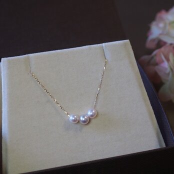 K10 あこやベビーパール３粒ネックレス