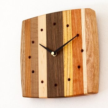 寄せ木の壁掛け時計　曲線１０