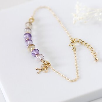 アメトリン+リボンチャームブレスレット