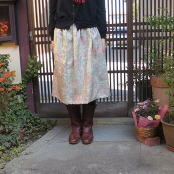 着物リメイク☆優しさあふれる春スカート♪ブーツに合う71㎝丈での画像