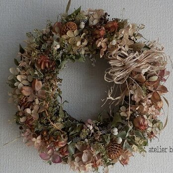 八ヶ岳〜みなずきと木の実のセピアWreath01の画像