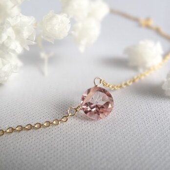 【K14gf】宝石質ピンクトパーズの一粒ネックレス　の画像