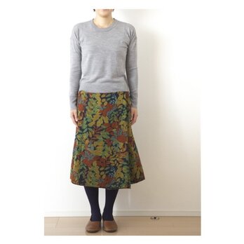ウール　暖か巻きスカート　草木染めの画像