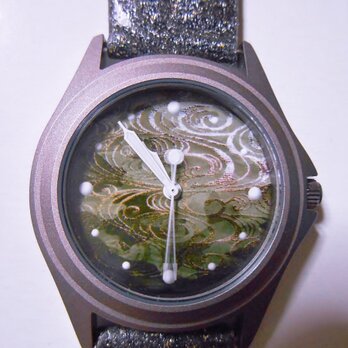 琳派　流水文様腕時計　金彩加工ベルトの画像