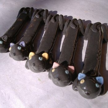niku・Q黒猫ナイフ＆フォーク＆スプーン置き（５個組）の画像