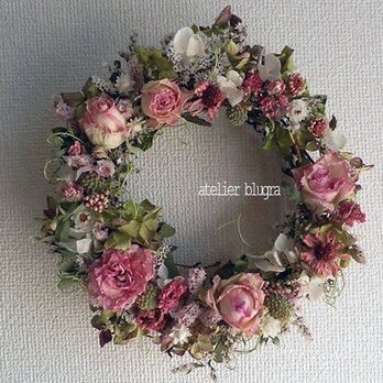 八ヶ岳〜春待ち色ジニアと薔薇のWreath07の画像