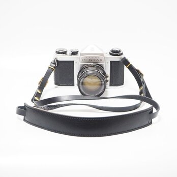 カメラストラップ おしゃれ 一眼レフ ミラーレス用 革 日本製 オイルヌメ革使用 ブラックの画像