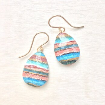 レインボーカルシリカの1粒ピアス(pink)
