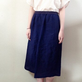 藍染めリネンのスカートの画像