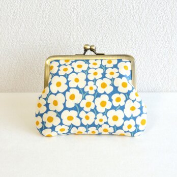 ♡再入荷♡*Import* レトロ 北欧風花柄がまぐち|ブルー・キナリ|#454502484[218]｜(F22角丸)