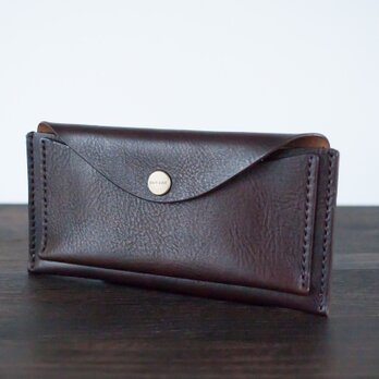 イタリア製牛革のスリムな長財布 ／ チョコ※受注製作の画像