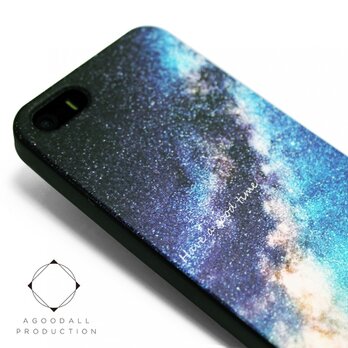 iphone5/iphone5s/iphoneSE用　レザーケースカバー（天の川×ブラック）夜空の画像