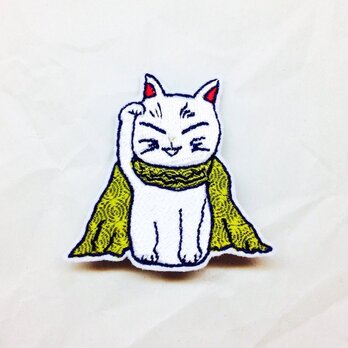 刺繍ブローチ　「旅する招き猫」の画像