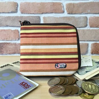 旅行に便利、カード・お札・コイン用　帆布財布 茶系の画像