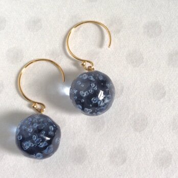 GLASS ＊ awa 泡 ピアス(dark blue) 【14KGF】size-Lの画像