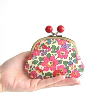 赤玉 リバティ花柄がまぐち(MS) - Liberty "Betsy(ベッツィ)" Magenta [189]