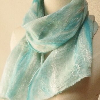 淡い青磁色　ガーゼフェルトストール