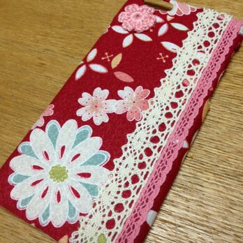 布製iPhoneケース【かわいい、綺麗】和風、花柄＆レース、桜【iPhone6/6s用】の画像