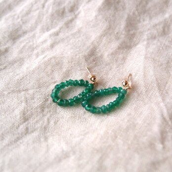 ★送料無料 K10YG グリーンオニキスのプチサークルピアス