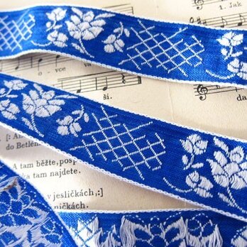 vintage チロルテープ BLUE+WHITE FLOWERの画像