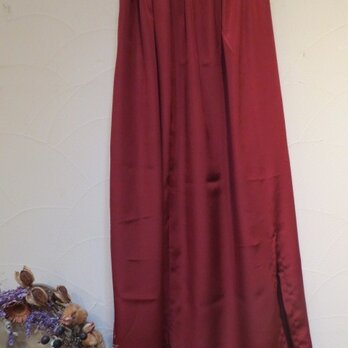 着物リメイク☆えんじ色の絹長襦袢でサラサラペチコート丈はオーダーの画像